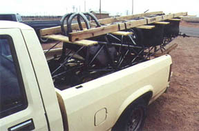 The chassis of the Nitro Nova was shipped from NC to AZ, then placed on this pickup for the last few miles of the trip